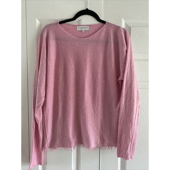 Bianco & Blu Womens XL Pink Knit Italian Wool Cashmere Silk Blend Sweater Fem - Picture 1 of 8